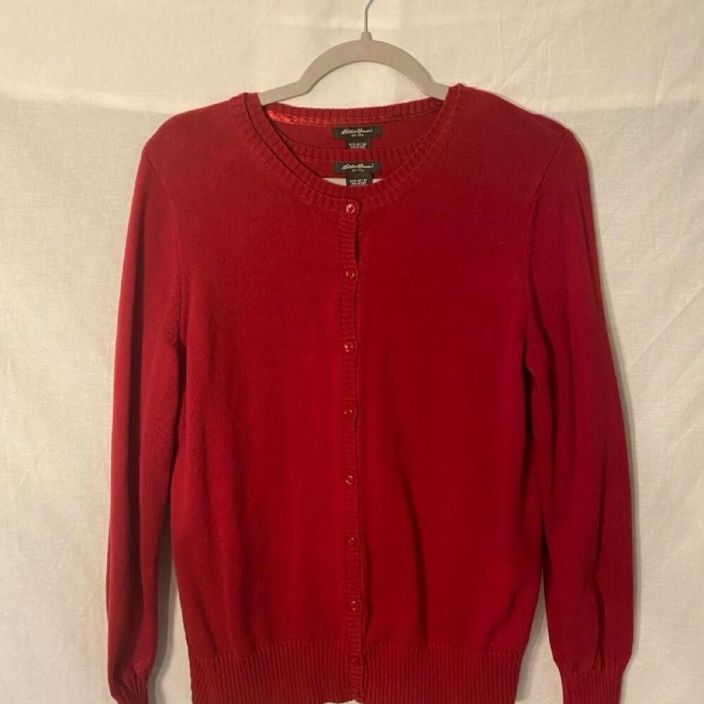 Eddie-bauer Women's Red and Burgundy Cardigan